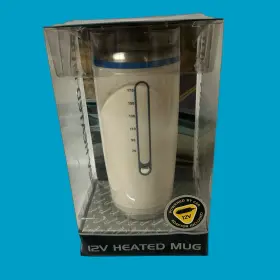 17of 12v Heater Mug Travel Powered By Car Stainless Steel Adapter Included Smart White