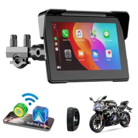 Accfly 738617620785 7 Inch Portable Wireless Carplay Touchscreen For Motorcycle Waterproof Dual Bt Gps
