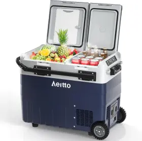 Wm-x50k-001 Aeitto Car Rv Refrigerator 12v 52 Quart Dual Zone Portable Temp Control Fr