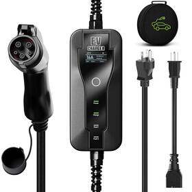 Afyeev Mb16a-21ft-old-001 New Portable Level 1 And 2 Ev Charger 16a 110-240v With 21ft Cord Carry Case