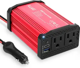 Pd27wred Allwei 300w Car Power Inverter 12v To 110v Plug In Adapter Outlet With Pd 27w