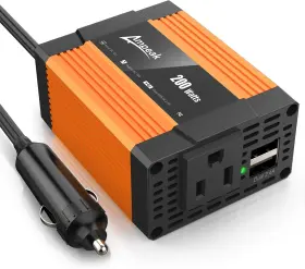 Pv-200-us21 Ampeak 200w Car Power Inverter 4.8a Dual Usb Ports Ac Outlet Dc