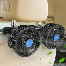 Aowosa 754407387461 Car Fan For Backseat Auto 12v Electric Cooling Portable Seat Headrest