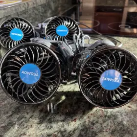 Hx-t205u Aowosa Two 12v Dual Head Car Fans Back Seat Cooling Of Pets/people For/truck/car