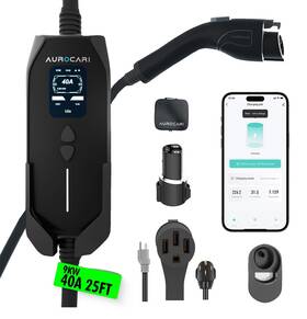 Aurocari 768795361538 For All J1772/non-tesla Evs - 9.6kw Level 2 Ev Charger 40a 240v 25ft Cord Wifi