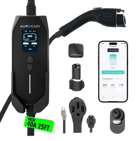 J1772 Aurocari 768795361538 For All J1772/non-tesla Evs - 9.6kw Level 2 Ev Charger 40a 240v 25ft Cord Wifi