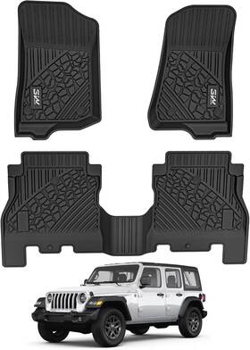 Auto Accessory Inc Zy1051106-1-2 Floor Mats Compatible For Jeep Wrangler Jl 2018-2024 2025 Unlimited 4-door Gas/m