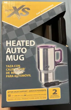 Ee-9582 Auto Xs Car Accessories Heated Stainless Steel Travel Mug 16 Oz 12 Volt Power Cord New In Box