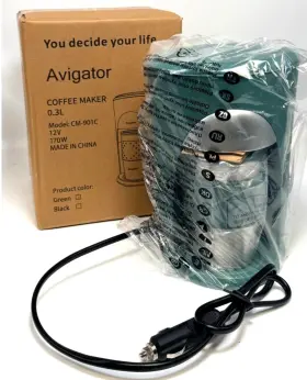 Cm-901c Avigator Portable Coffee Maker For Travel Camping Car Compact Drip Black-12v