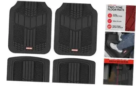 Mt-688-bk Bdk Dualflex Two-tone Sport Design All-weather Rubber Floor Mats For Car Black