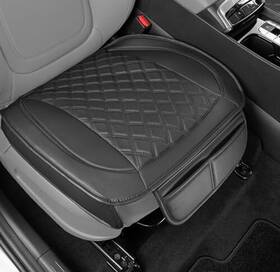 Bdk Uma32-msc56 Car Seat Cushion Diamond Stitched Faux Leather 1 Front Cover Black