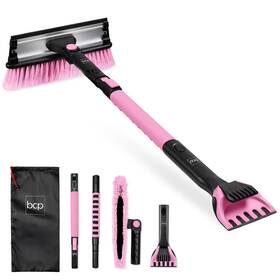 Best Choice Products 744759238542 Extendable Auto Snow Brush 39 Inch With Squeegee And Ice Scraper Pink