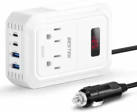 Mri2011eu Bestek 200w Car Power Inverter - Dc 12v To 110v Ac Converter With 2