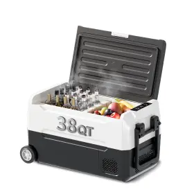 44021 Biwave Portable Car Refrigerator 12v Dual Zone Freezer Fridge With Basket And Wheel