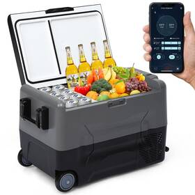 Black Pau 0hs1nbpf 12v Car Refrigerator 58 Quart Portable Freezer Fridge Dual Zone App Control