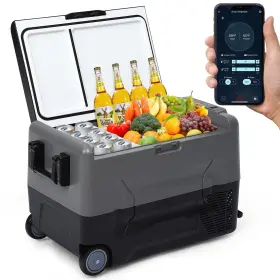 0hs1nbpf Black Pau 12v Car Refrigerator 58 Quart Portable Freezer Fridge Dual Zone App Control