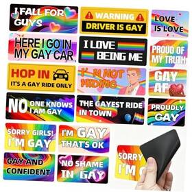 Blsftk Cxct16 16pcs Funny Pride Month Bumper Magnets Waterproof Magnetic Decals For Car