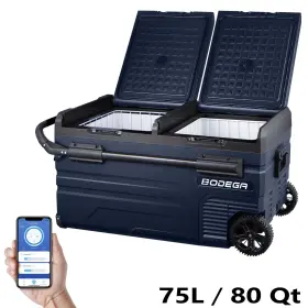 Ul-tww75-wifi Bodega 12volt Car Refrigerator Portable Camping Rv Freezer 80 Quart Dual Zones With Wheels