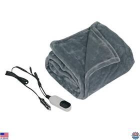 Brand Generic Ub72-zc Cozy 12v Heated Car Blanket - 9 Heat Levels Timer Soft Flannel 59 Inch X39 Grey