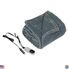 Ub72-zc Brand Generic Cozy 12v Heated Car Blanket - 9 Heat Levels Timer Soft Flannel 59 Inch X39 Grey