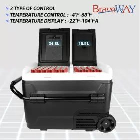 Bx-ol-ed50-c-dc Braveway Dual Zone 50l Car Refrigerator 12v/24v Portable Freezer App Control