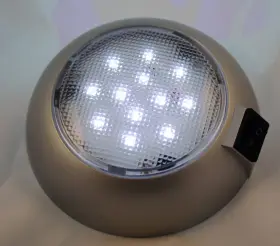 Dl45bat-24w-12v Britta Products Battery Powered Led Dome Light - Magnetic Or Fixed Mount High Power Silver