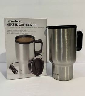 Brookstone 638688387351 Heated Coffee Mug 12v Brand New 13 Ounce