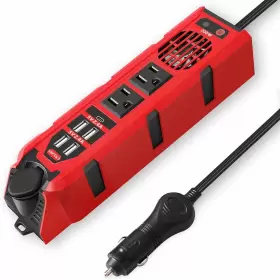 Hy-pc-e8960-us Bygd 200w Car Power Inverter Dc 12v To 110v Ac 200 Watt/ Modified Sine Wave Red