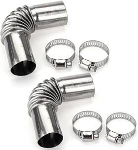 Calsgkspray 792483221569 2pcs Silver Stainless Steel Air Diesel Parking Heater Exhaust Pipe Tube Elbow Co