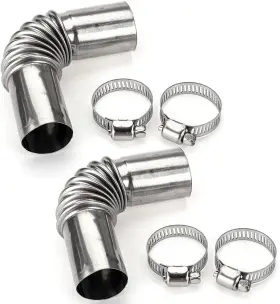 Calsgkspray 792483221569 2pcs Silver Stainless Steel Air Diesel Parking Heater Exhaust Pipe Tube Elbow Co