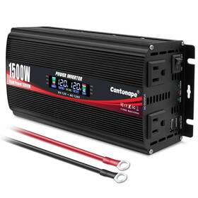 Cantonape Msw1500w-lcd-b 1500w Power Inverter 12v To 110v/120v Car Charger Black