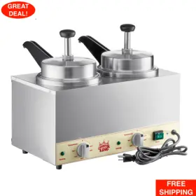 382hspw35dbl Carnival King 3.5 Quart Stainless Steel Double Warmer With Heated Spouts And Pumps - 120v 1100w