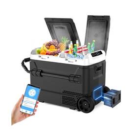 Conveville Bx-ol-ed40-c-dc 12v Car Refrigerator Dual Zone Door 44 Quart 42l With 173wh Detachable