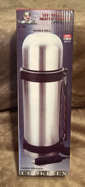 Cookin Ex Fl-69 12 V Portable Heated Thermos 1 L Capacity Hot And Cold New