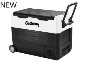 10001us-bk-cyxa Costway 1x Car Refrigerator With Wheels 58-quart Dual-zone Electric Cooler New