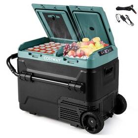 Costway 554712638456 51 Quart Car Refrigerator Portable 12/24v Dc And 110-240v Ac Dual Zone In Black