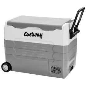 Ax10001ushs Costway Portable Rv Freezer Dual Zone 58 Quarts Car Refrigerator With Wheel Gray