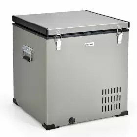 Ax10007us-gr Costway 68 Quart Portable Car Refrigerator With Dc And Ac Adapter-gray - Color Gray