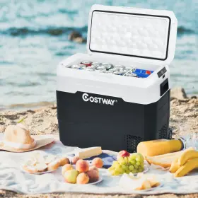 E942wh-dta6033 Costway 42 Quart Portable Car Refrigerator -4 F-50 F Electric Dual-zone Cooler White