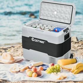 Costway E943gr-dta6035 53 Quart Portable Car Refrigerator -4 F-50 F Electric Dual-zone Cooler Gray
