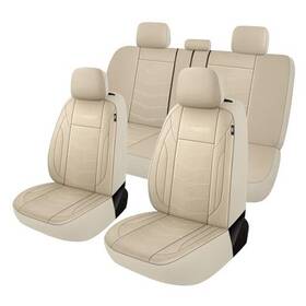 Creator International Trade Co. Limited 1960101803 Premium Leather Car Seat Covers Waterproof Split Bench Full Set Beige