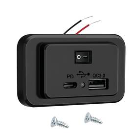 Cynrofven Yy-c48-05s On Off Switch 12v Usb Outlet For Rv Camper Qc 3.0 Pd Car One Size Black