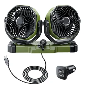 Dm-f6603 Dicmky 5v Usb/12v/24v Dual Head Car Cooling Fan For Dashboard 360 Rotation Fans