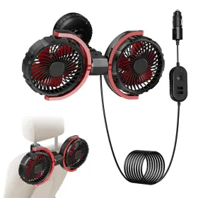 Dm-f7206 Dicmky Dual Head 12v/24v Cooling Fan For Car 4-in-1 Seat/windshield/window/roof