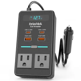 300w Drimmek 716695854209 Car Power Inverter Dc 12v To 110v Ac Plug Adapter With Led Black