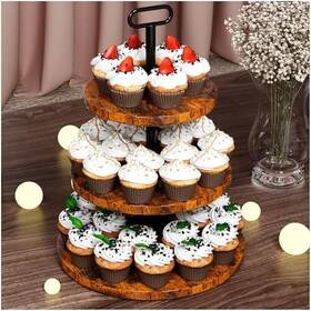 Duiozs Cs-rd-001 Cupcake Stand Tower 3 Tier Rustic With Handle Portable