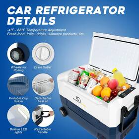 Easyberg Eb3769 Portable 35l/37 Quart Car Refrigerator Freezer Compressor Cooler Dual Zone 12v