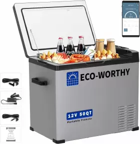 1211000096  Eco-worthy Portable Car Refrigerator 50 Quart Cooler 12/24v 110-130v Rv Fridge Freezer App