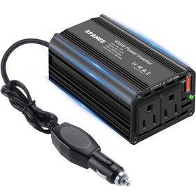 Epanee 777192251328 400w Power Inverter 12v Dc To 110v Ac Car Charger Plug In 6.7inch Black