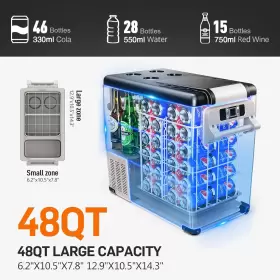 Euhomy 690002709010 12 Volt Car Refrigerators 48 Qt 45l Rv Refrigerator Freezer Fridge Cool
